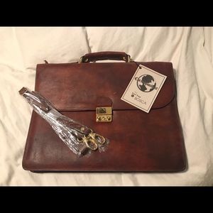 NEW Bosca Leather Double Gusset Brief Bag